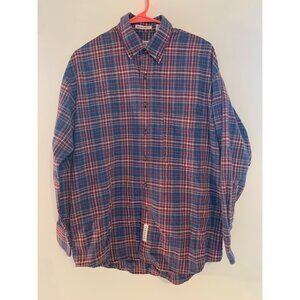 Savane Men's Plaid Button-Down Shirt Size‎ Medium Long Sleeve Blue/Red